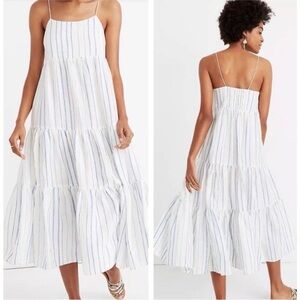 MADEWELL cami tier midi dress in stripe